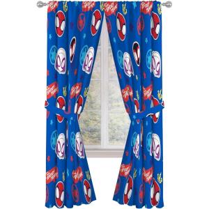 Jay Franco Window Curtains for Kids Bedroom 4-Piece Drape Set with 2 Tiebacks, Grey – Bluey, 42″ W x 63″ L (Pack of 2)(Blue – Spidey & His Amazing Friends)