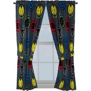 Jay Franco Window Curtains for Kids Bedroom 4-Piece Drape Set with 2 Tiebacks, Grey – Bluey, 42″ W x 63″ L (Pack of 2)(Grey – Marvel Comics)