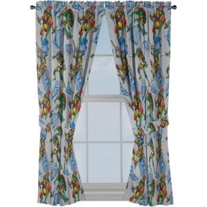 Jay Franco Window Curtains for Kids Bedroom 4-Piece Drape Set with 2 Tiebacks, Grey – Bluey, 42″ W x 63″ L (Pack of 2)(Grey – Teenage Mutant Ninja Turtles)