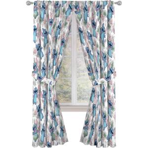 Jay Franco Window Curtains for Kids Bedroom 4-Piece Drape Set with 2 Tiebacks, Grey – Bluey, 42″ W x 63″ L (Pack of 2)(Multi – Lilo & Stitch)