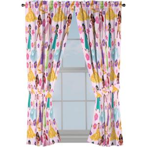 Jay Franco Window Curtains for Kids Bedroom 4-Piece Drape Set with 2 Tiebacks, Grey – Bluey, 42″ W x 63″ L (Pack of 2)(Pink – Disney Princess)