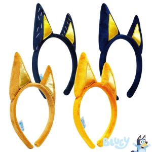 LUV HER Bluey Party Supplies – 4pc Animal Costume Ears Headband, Plush Soft Ears, Elastic Family Headbands for Halloween, Birthday, Play Day