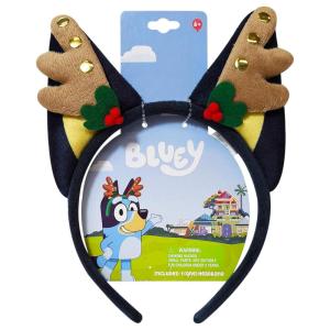 LUV HER Christmas Bluey Ears Reindeer Antler Plush Headband, Ages 3+