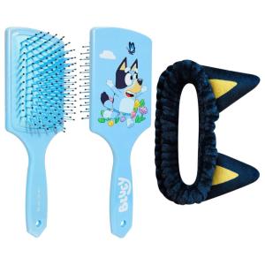 LUV HER Licenced Bluey Kids Hair Brush & Spa Headband Set for Girls – Features Bluey – Fun Grooming Kit for Detangling, Styling & Skincare – Soft & Stretchy One Size, Ages 3+