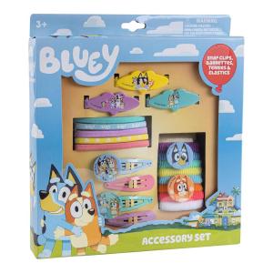 Luv Her Bluey Girls 20 Piece Accessory Set with 3 Barrettes, 4 Snap Hair Clips, 5 Elastics and 8 Terry Ponies- Ages 3+(BLUEY)