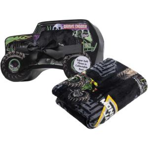 Monster Jam Throw Blanket with Gift Box – Throw Measures 46 x 60 Inches – Super Soft Special Edition.(Black – Monster Jam)