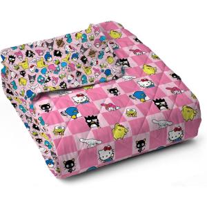 Northwest Bluey Balloon Celebration Quilted Throw Blanket – Official Cartoon Throw Blanket Featuring Bluey, for Adults Boys Girls Bed, Couch, or Playroom, 60 x 80 Inches(Hello Kitty & Friends)