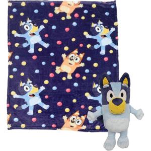Northwest Character Hugger Pillow & Silk Touch Throw Blanket Set, 40″ x 50″, Bluey Festive Sweaters(Bluey – Hooray)