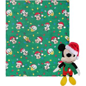 Northwest Character Hugger Pillow & Silk Touch Throw Blanket Set, 40″ x 50″, Bluey Festive Sweaters(Mickey Mouse Jolly Buddies)