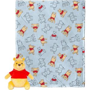 Northwest Character Hugger Pillow & Silk Touch Throw Blanket Set, 40″ x 50″, Bluey Festive Sweaters(Winnie the Pooh – Favorite Bear)
