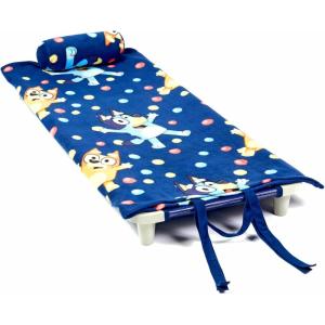 ROLLEE POLLEE Soft Rollup Nap Mat with Pillow, Comfy Kids Sleeping Bag, Elastic Strap for Cot, Fleece Throw Set(Hooray Bluey)