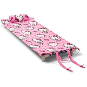ROLLEE POLLEE Soft Rollup Nap Mat with Pillow, Comfy Kids Sleeping Bag, Elastic Strap for Cot, Fleece Throw Set(I Love Pink)