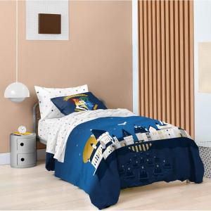Saturday Park Bluey and Bingo Rainbow Clouds Twin Bed Set – 5 Piece 100% Organic Cotton Bedding with Duvet Cover and Sheets – GOTS & Oeko-TEX Certified(Blue – Harry Potter)