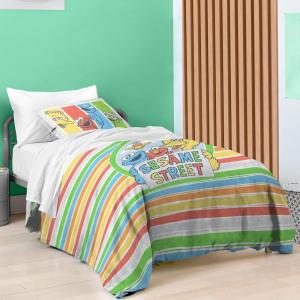 Saturday Park Bluey and Bingo Rainbow Clouds Twin Duvet Cover & Sham Set – 2 Piece 100% Organic Cotton Duvet Set – GOTS & Oeko-TEX Certified(Multi – Sesame Street)