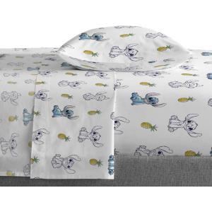 Saturday Park Bluey and Bingo Rainbow Clouds Twin Sheet Set – 3 Piece 100% Organic Cotton Sheets with Pillow Cover- GOTS & Oeko-TEX Certified(Blue – Lilo & Stitch)