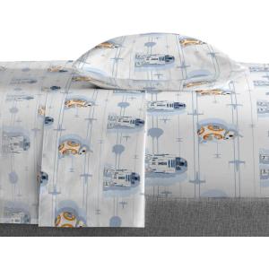 Saturday Park Bluey and Bingo Rainbow Clouds Twin Sheet Set – 3 Piece 100% Organic Cotton Sheets with Pillow Cover- GOTS & Oeko-TEX Certified(Blue – Star Wars)