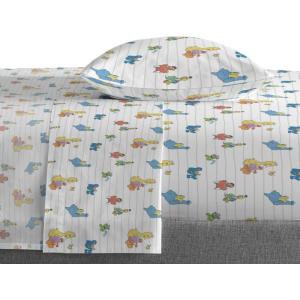 Saturday Park Bluey and Bingo Rainbow Clouds Twin Sheet Set – 3 Piece 100% Organic Cotton Sheets with Pillow Cover- GOTS & Oeko-TEX Certified(White – Sesame Street)
