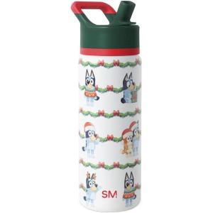 Simple Modern Holiday Bluey 40 oz Trek Tumbler with Handle and Straw Lid | Cup Holder Friendly Insulated Stainless Steel Travel Mug | Bluey Christmas Morning(Bluey Holly Jolly)