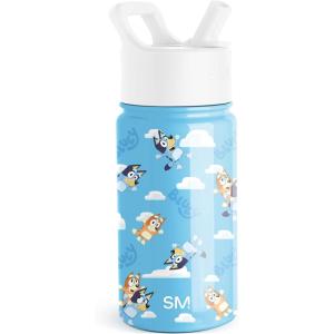Simple Modern Kids Summit Water Bottle with Straw Lid | Bluey 14oz Stainless Steel Cup Insulated Tumbler for Toddlers, School| Bluey Checkmate(Bluey: Sky)