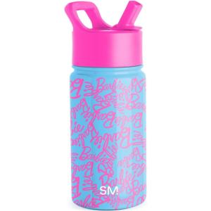 Simple Modern Kids Summit Water Bottle with Straw Lid | Bluey 14oz Stainless Steel Cup Insulated Tumbler for Toddlers, School| Bluey Checkmate(Mattel: Barbie Cursive)