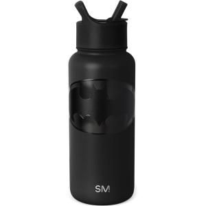 Simple Modern Summit Water Bottle with Straw Lid | Bluey 30oz Leak Proof Stainless Steel Insulated Cup | Gifts for Her Him | Bluey Stripes(DC Comics: Batman Bat Signal)