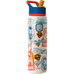 Simple Modern Summit Water Bottle with Straw Lid | Bluey 30oz Leak Proof Stainless Steel Insulated Cup | Gifts for Her Him | Bluey Stripes(DC Comics: Superman Up in the Sky)