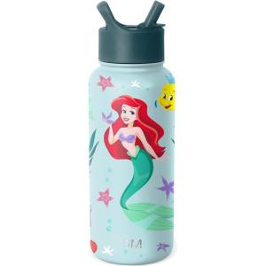 Simple Modern Summit Water Bottle with Straw Lid | Bluey 30oz Leak Proof Stainless Steel Insulated Cup | Gifts for Her Him | Bluey Stripes(-Disney: The Little Mermaid Ariel’s Treasures)
