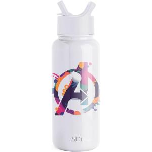 Simple Modern Summit Water Bottle with Straw Lid | Bluey 30oz Leak Proof Stainless Steel Insulated Cup | Gifts for Her Him | Bluey Stripes(Marvel: Avengers Assemble)