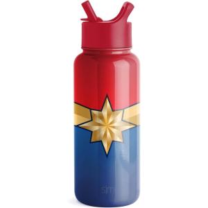 Simple Modern Summit Water Bottle with Straw Lid | Bluey 30oz Leak Proof Stainless Steel Insulated Cup | Gifts for Her Him | Bluey Stripes(Marvel: Captain Marvel)