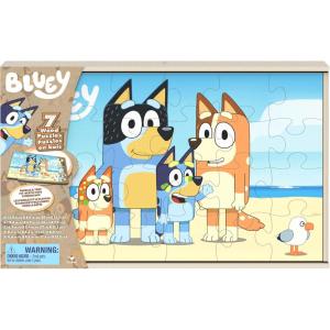 Spin Master Games, Bluey Puzzles 2-Pack, 36 Pieces, Kids Puzzles, Bluey Toys, Preschool Puzzles, for Ages 3 & Up(7pk Wood Puzzle)