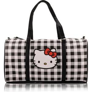 Stitch, Minnie, Mickey, Pooh, Harry Potter, or Jack Skellington 16″ Leather Mini Travel Bag, Duffle Bag, Overnight Bag(Hello Kitty – Black)