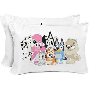 Sunny Side Up Bluey & Bingo (Pack of 2) Reversible Pillowcases – Double Sided Pillow Covers – Kids Super Soft Bedding(White – Bluey)