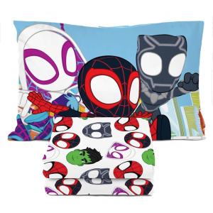 Sunny Side Up Bluey & Friends Full Sheet Set – 4 Piece Kids Bedding Set Includes Pillow Cover – Super Soft Microfiber Sheets(Multi – Spidey & Friends)