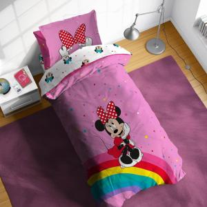 Sunny Side Up Bluey & Friends Toddler Comforter Set – 4 Piece Preschool Bedding Includes Comforter, Sheets & Pillow Cover – Super Soft Microfiber Bed Set(Pink – Minnie Mouse)