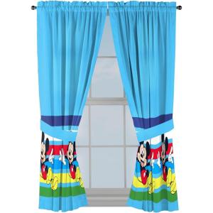 Sunny Side Up Window Curtains for Kids Bedroom 4-Piece Drape Set with 2 Tiebacks, Teal – Bluey, 42″ W x 63″ L (Pack of 2)(Blue – Mickey Mouse)
