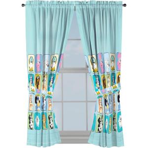 Sunny Side Up Window Curtains for Kids Bedroom 4-Piece Drape Set with 2 Tiebacks, Teal – Bluey, 42″ W x 63″ L (Pack of 2)(Teal – Bluey)