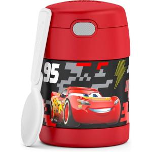 THERMOS FUNTAINER Insulated Food Jar, 10 Ounce, Kid Friendly Food Jar with Foldable Spoon, Bluey(Cars)
