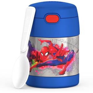 THERMOS FUNTAINER Insulated Food Jar, 10 Ounce, Kid Friendly Food Jar with Foldable Spoon, Bluey(Spider-Man)