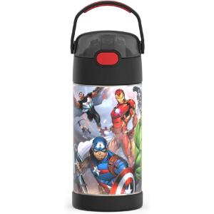 THERMOS FUNTAINER Water Bottle with Straw – 12 Ounce – Kids Stainless Steel Vacuum Insulated Water Bottle with Lid, Bluey(Avengers)