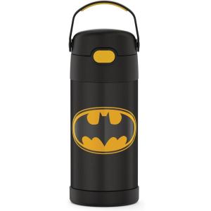 THERMOS FUNTAINER Water Bottle with Straw – 12 Ounce – Kids Stainless Steel Vacuum Insulated Water Bottle with Lid, Bluey(Batman)