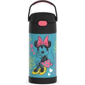 THERMOS FUNTAINER Water Bottle with Straw – 12 Ounce – Kids Stainless Steel Vacuum Insulated Water Bottle with Lid, Bluey(Minnie Mouse)