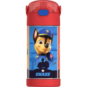 THERMOS FUNTAINER Water Bottle with Straw – 12 Ounce – Kids Stainless Steel Vacuum Insulated Water Bottle with Lid, Bluey(Paw Patrol Boy)