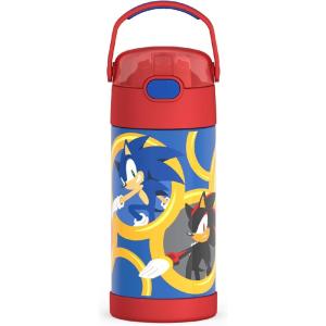 THERMOS FUNTAINER Water Bottle with Straw – 12 Ounce – Kids Stainless Steel Vacuum Insulated Water Bottle with Lid, Bluey(Sonic the Hedgehog)