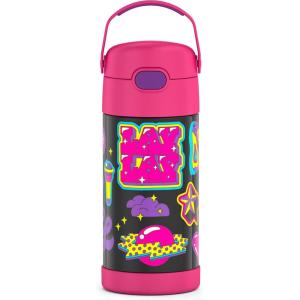 THERMOS FUNTAINER Water Bottle with Straw – 12 Ounce – Kids Stainless Steel Vacuum Insulated Water Bottle with Lid, Bluey(That Girl Lay Lay)