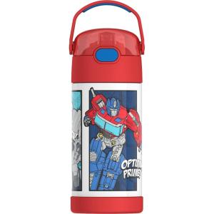 THERMOS FUNTAINER Water Bottle with Straw – 12 Ounce – Kids Stainless Steel Vacuum Insulated Water Bottle with Lid, Bluey(Transformers)
