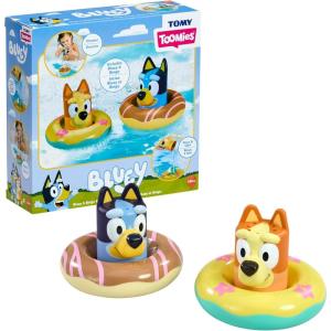 TOMY Toomies Bluey Bath Toys – Bluey’s Family Pourers – Includes Chilli, Bandit, Bingo and Bluey Figures – Nesting and Stacking Cups for Bath, Beach or Pool – 4 Count – Ages 18 Months and Up(Splash& Float Combo)