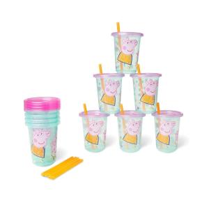 The First Years Bluey Take & Toss Toddler Straw Cups – Spill Proof Toddler Sippy Cups with Snap On Lids and Straws – Bluey Gifts and Bluey Party Supplies – 10 Oz – 10 Count(Peppa Pig)