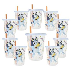 The First Years Bluey Take & Toss Toddler Straw Cups – Spill Proof Toddler Sippy Cups with Snap On Lids and Straws – Bluey Gifts and Bluey Party Supplies – 10 Oz – 10 Count(Bluey)