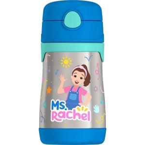 Thermos Baby 10 oz. Stainless Steel Bottle with pop-up straw, Bluey(Ms. Rachel)
