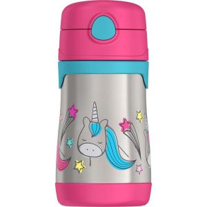 Thermos Baby 10 oz. Stainless Steel Bottle with pop-up straw, Bluey(Unicorns)